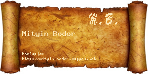 Mityin Bodor névjegykártya